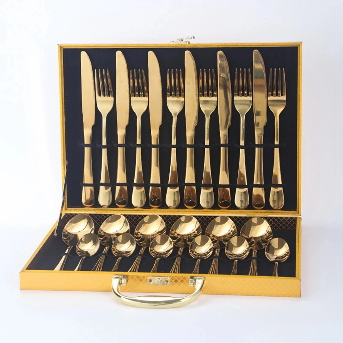 24 Pcs Stainless Steel Cutlery Set with Wooden Case 1