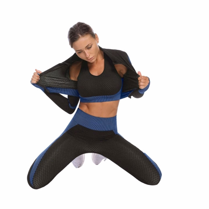 Seamless yoga suit female autumn and winter three sets
