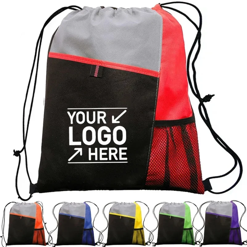 Mesh Pocket Drawstring Backpacks 1