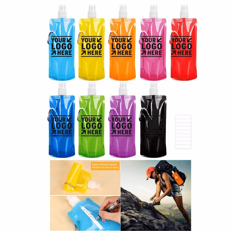 Reusable Canteen Foldable Drinking Water Bag with Clip
