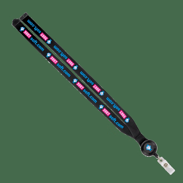 IMPORT 3/4" Dye-Sublimated Lanyard with Retractable Badge Reel and IPH7 back of neck convenience release.