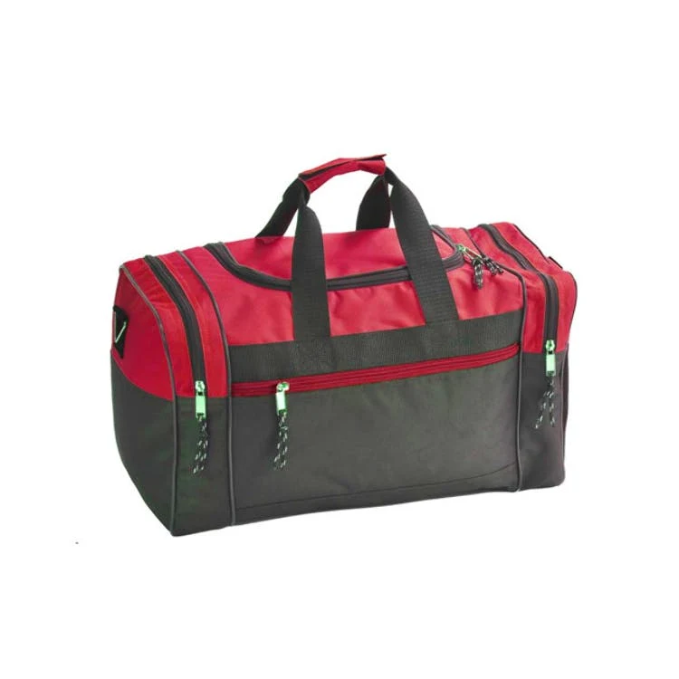 17" Poly Duffel Bags - Black with Red 1