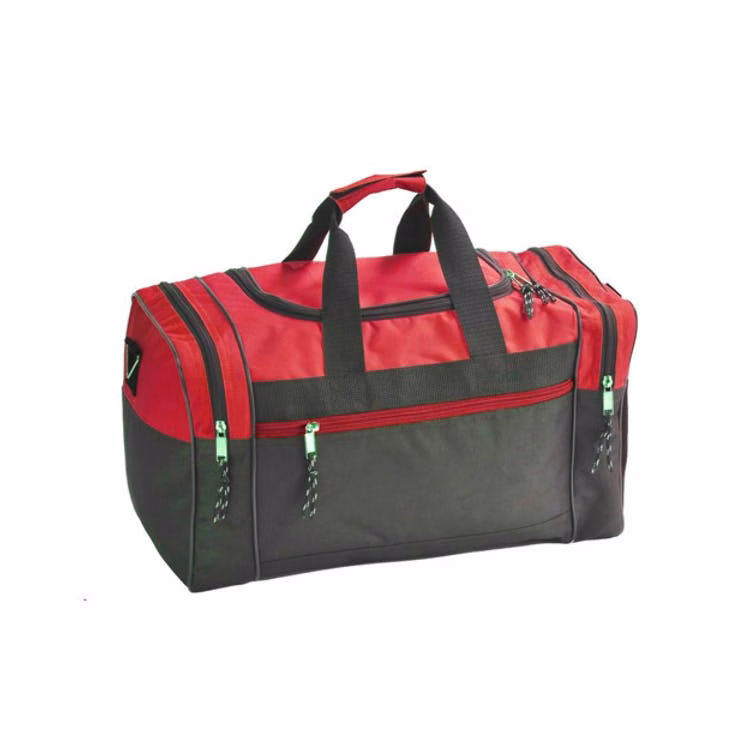 17" Poly Duffel Bags - Black with Red