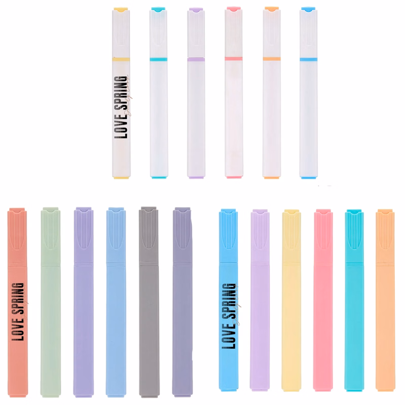 6-Piece Highlighter Set Logo Printed for Office School Use