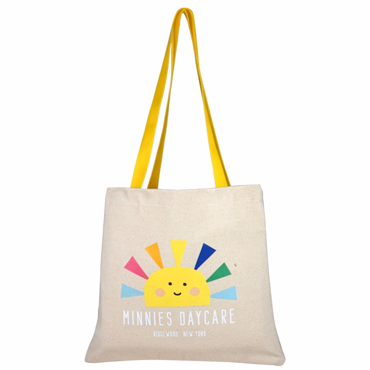 Flat Cotton Tote, with Poly Handles, Nylon Liner