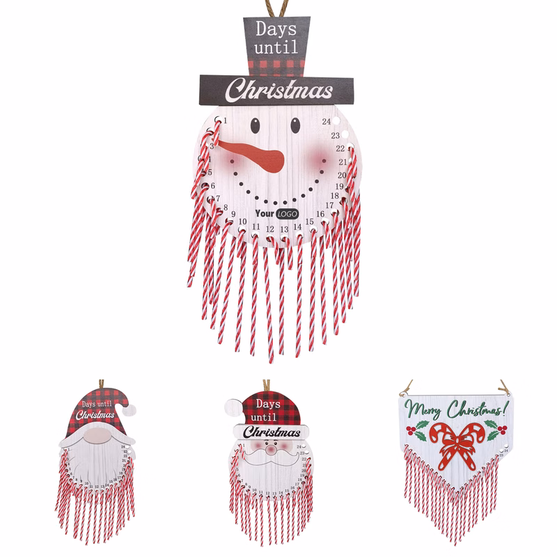 Wood Christmas Countdown Calendar Pendant