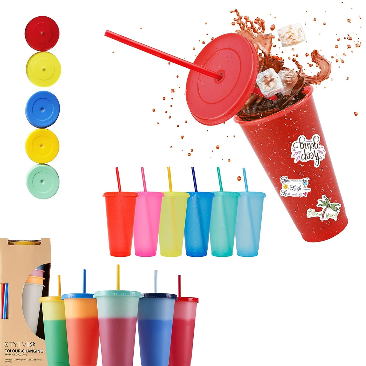 24oz Cryochromic Cup With Straw 1