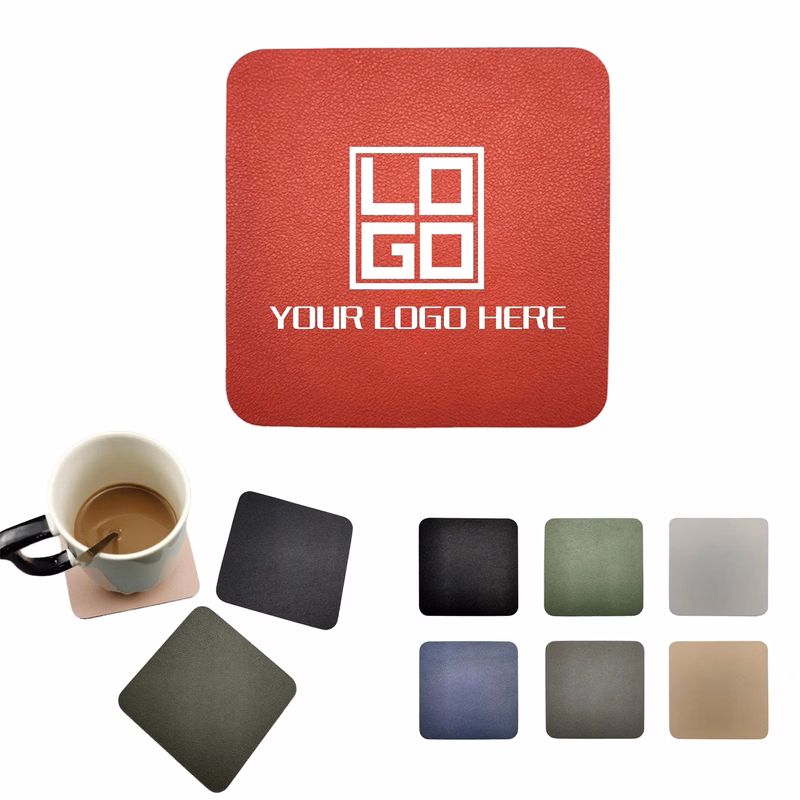 PU Leather Insulated Square Coaster MOQ50pcs