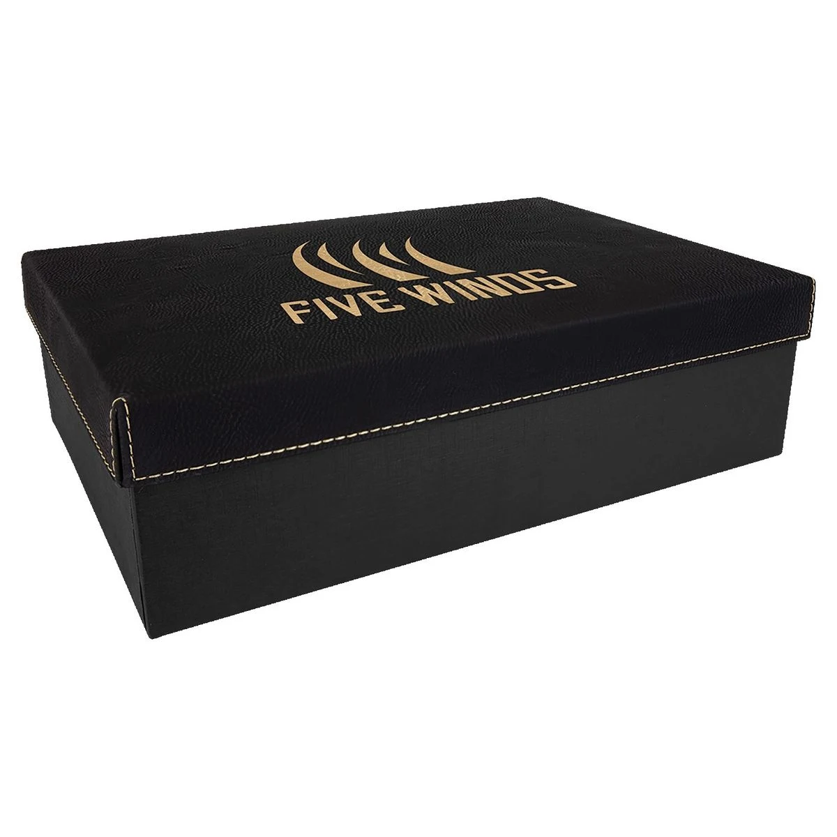 Black/Gold Gift Box w/Laserable Leatherette Lid (11 3/4" x 7 3/4") 1