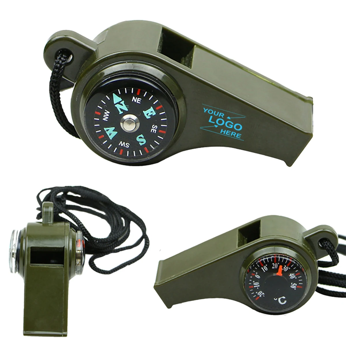 Emergency Survival Compass, Thermometer, and Whistle Tool 1