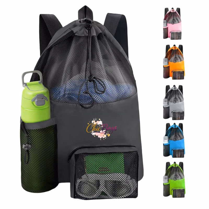 Waterproof Mesh Beach Bag Drawstring Backpack