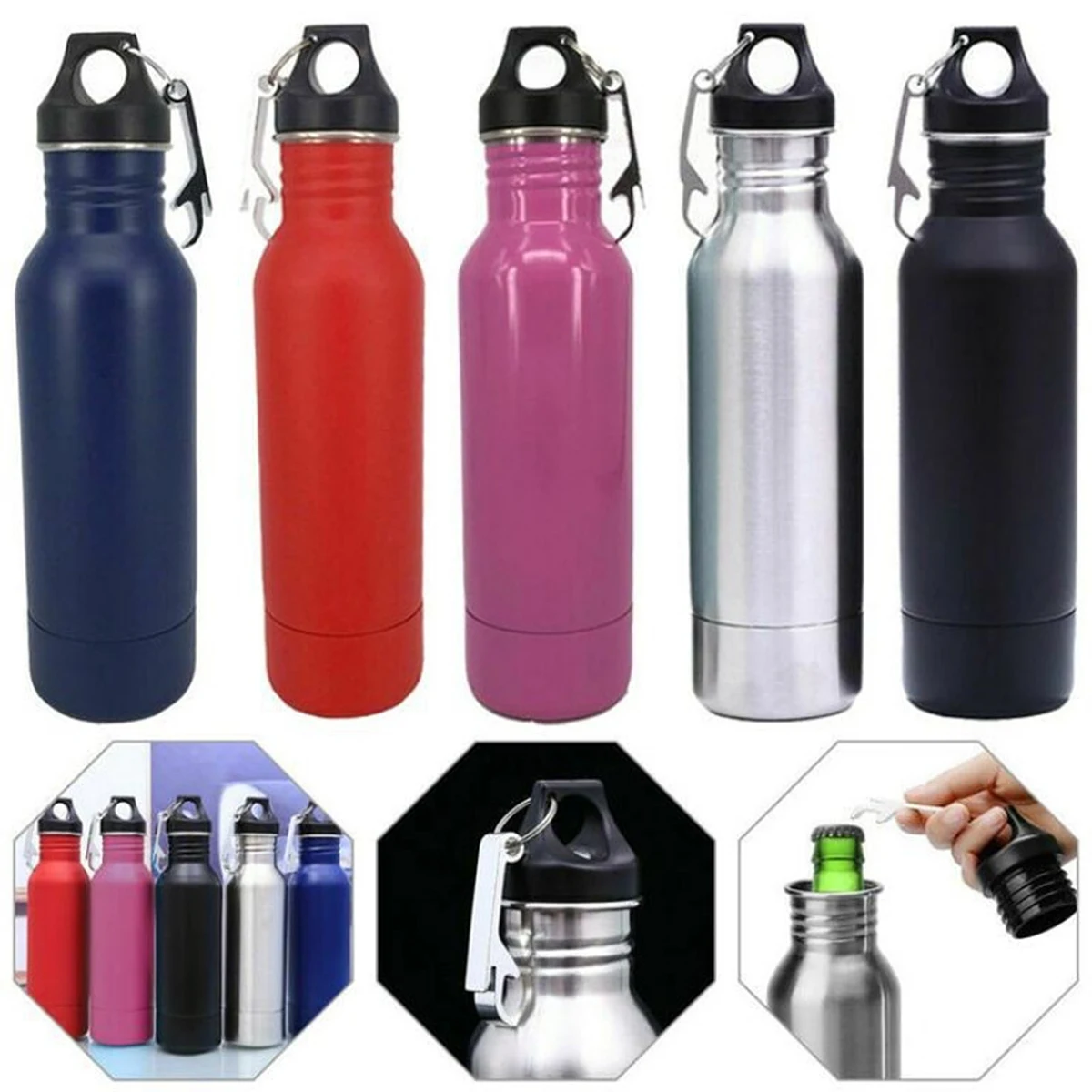 12oz Steel Insulator Resealing Beer Bottle Holder 1