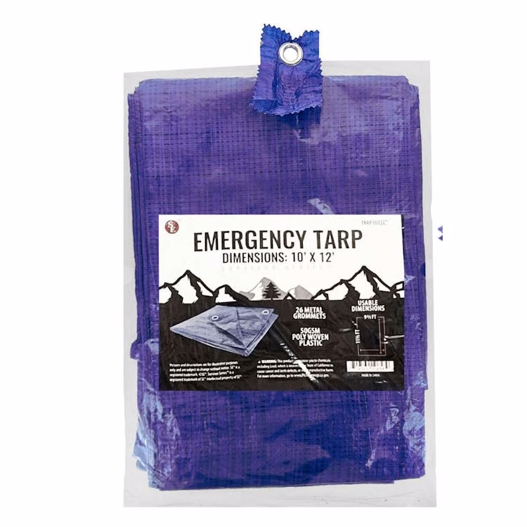 Blue Tarps with Metal Grommets - 10' x 12'