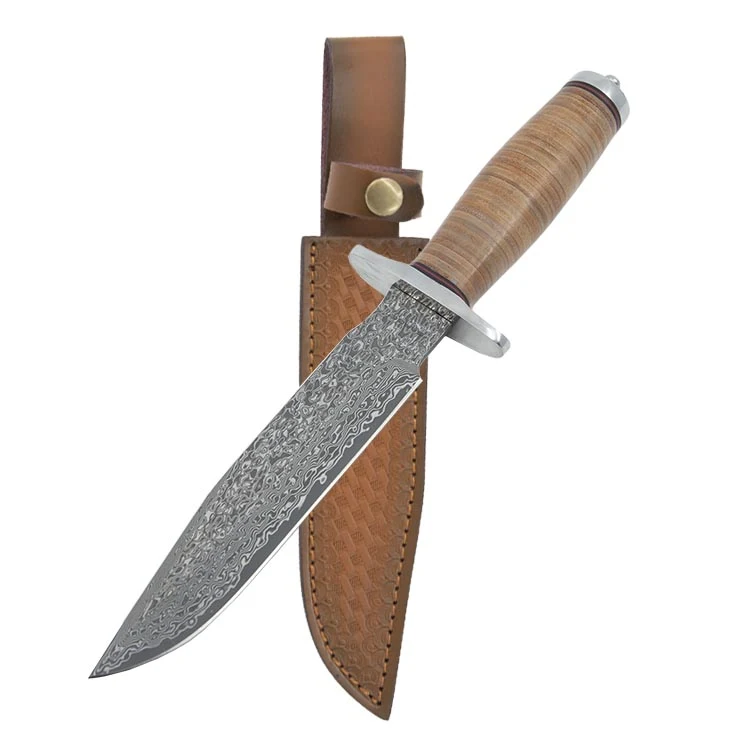Honor - Damascus Stacked Leather Survival Knife 1
