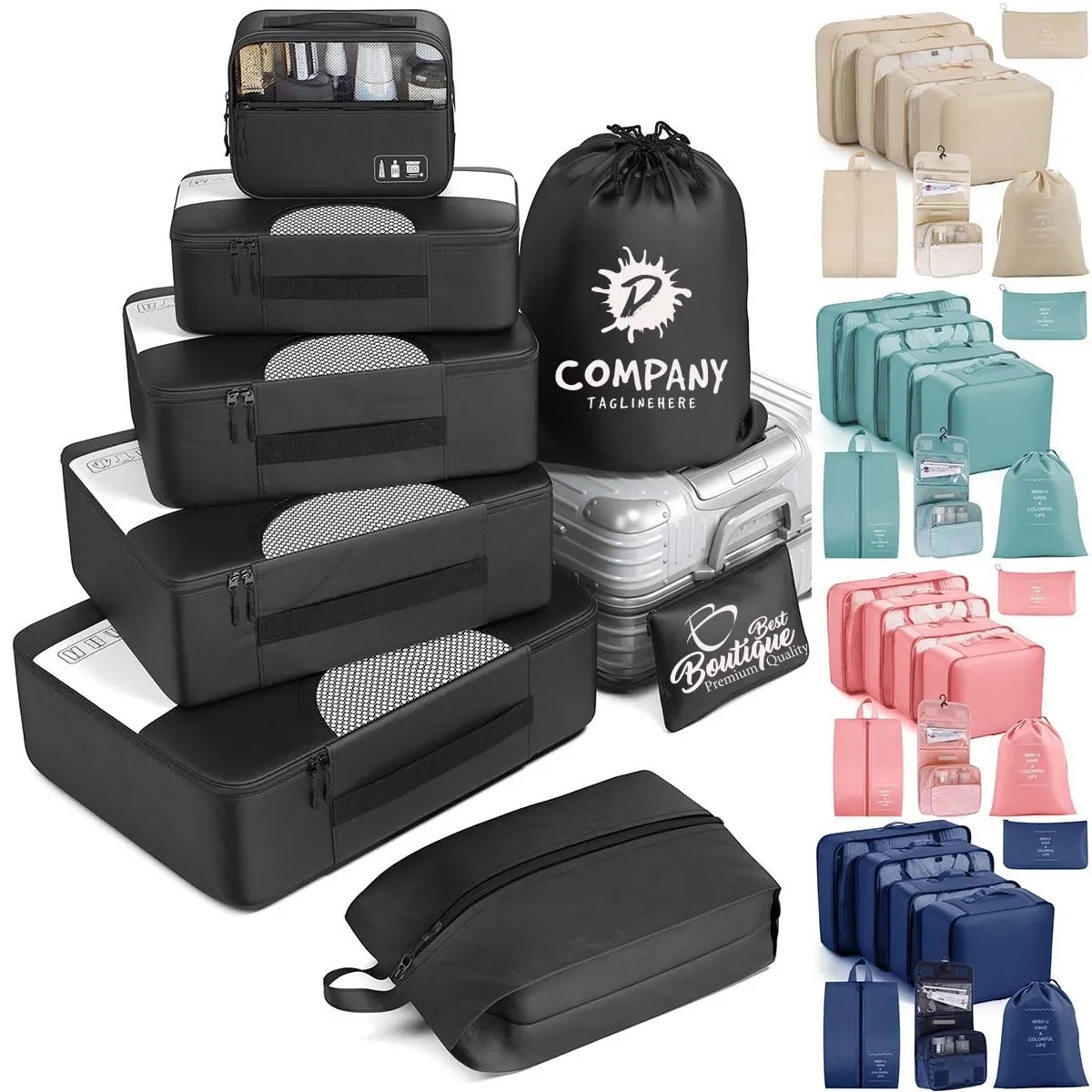 8 Set Multipurpose Water Resistant Travel Bag Organizer 1