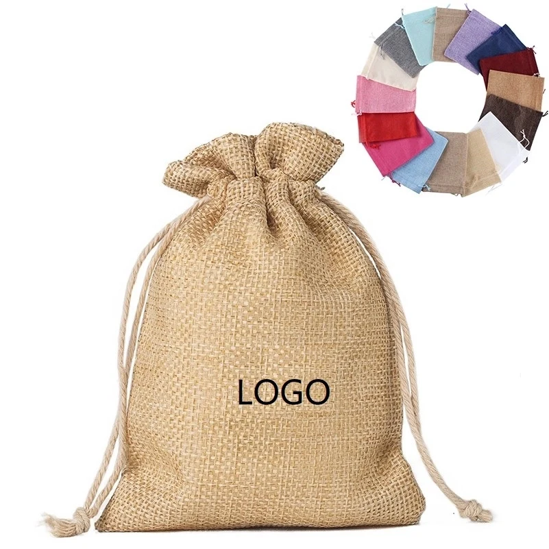 Custom Drawstring Linen Bag Jute Pouch 1