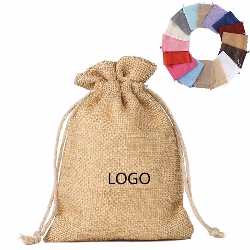 Custom Drawstring Linen Bag Jute Pouch
