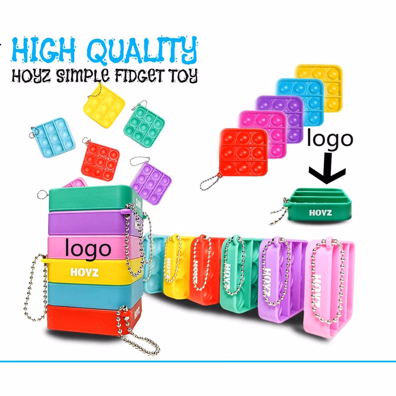 Mini Square Shape Pure Color Push Pop/Key Chain