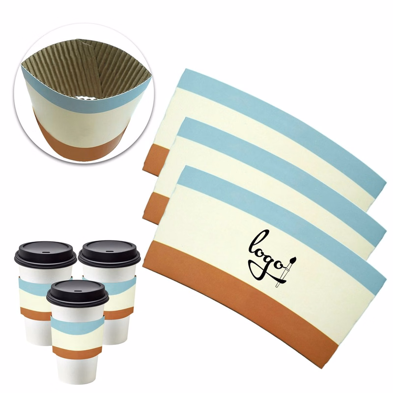 Printed Craft Paper Coffee Cup Sleeves