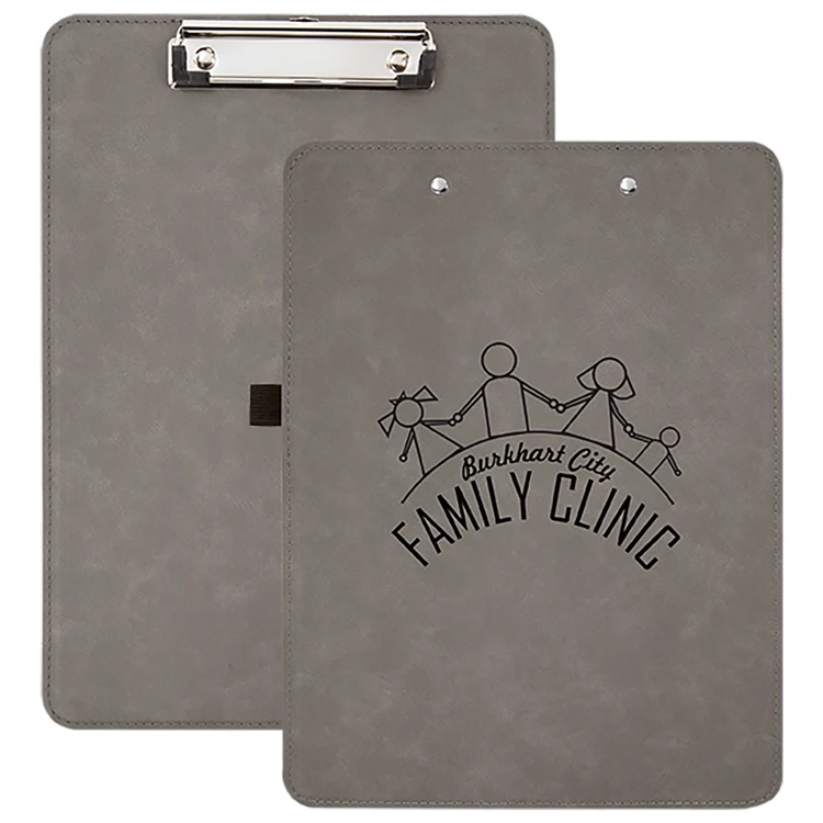 9" x 12 1/2" Gray Leatherette Clipboard 1