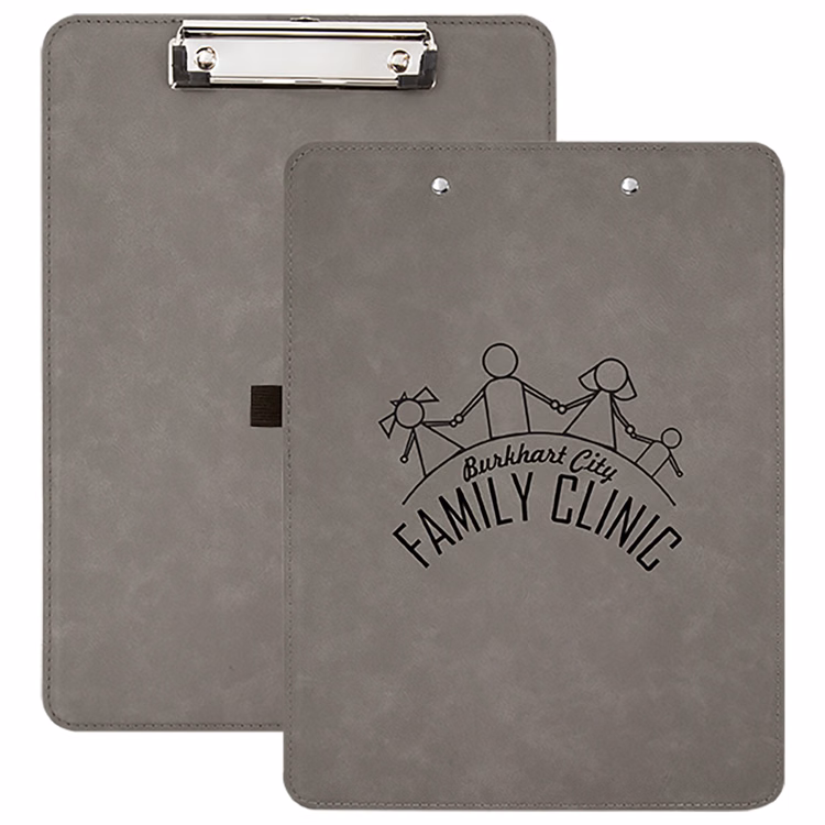 9" x 12 1/2" Gray Leatherette Clipboard
