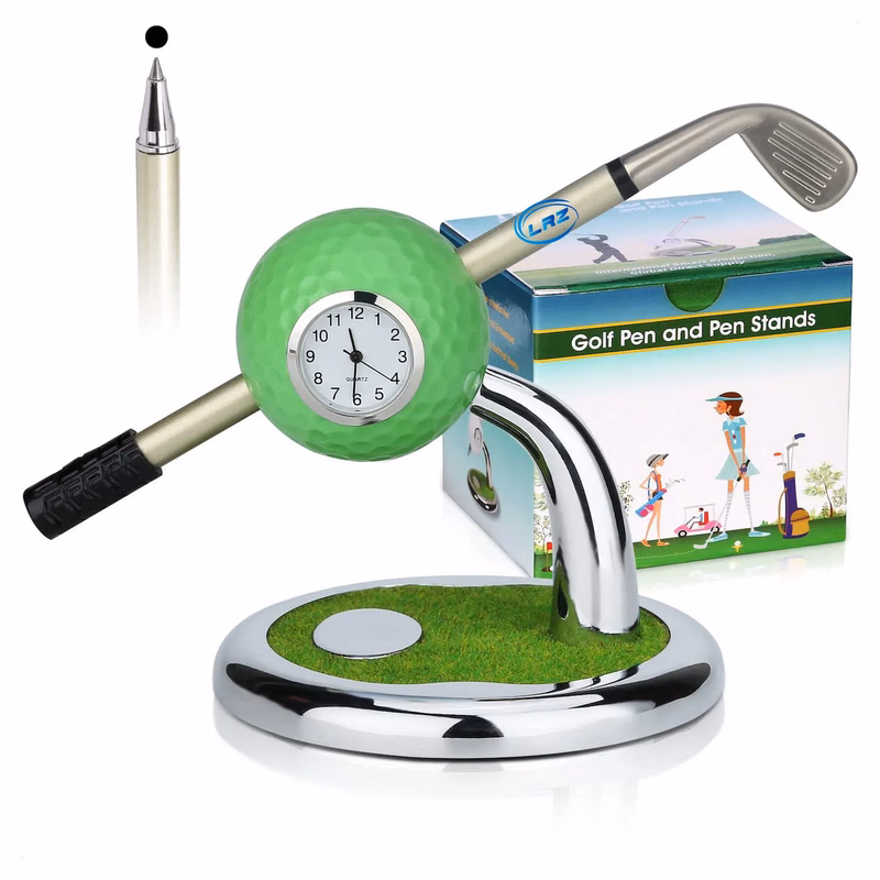 Golf Ball Pen Holder with Clock