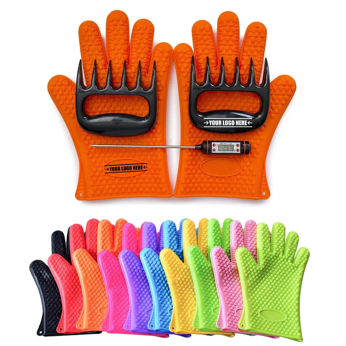 Silicone Gloves Meat Claws Digital Thermometer Bbq Set 1