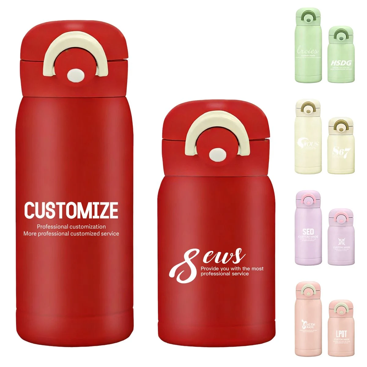 Compact 350ml Double-Wall Stainless Steel Insulated Bottle with Pop-Up Lid, custom water bottle with logo imprint 1