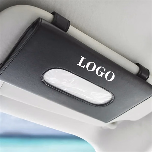 Custom Genuine Leather Car Visor Tissue Holder 9 Inch — Auto Organization Accessory