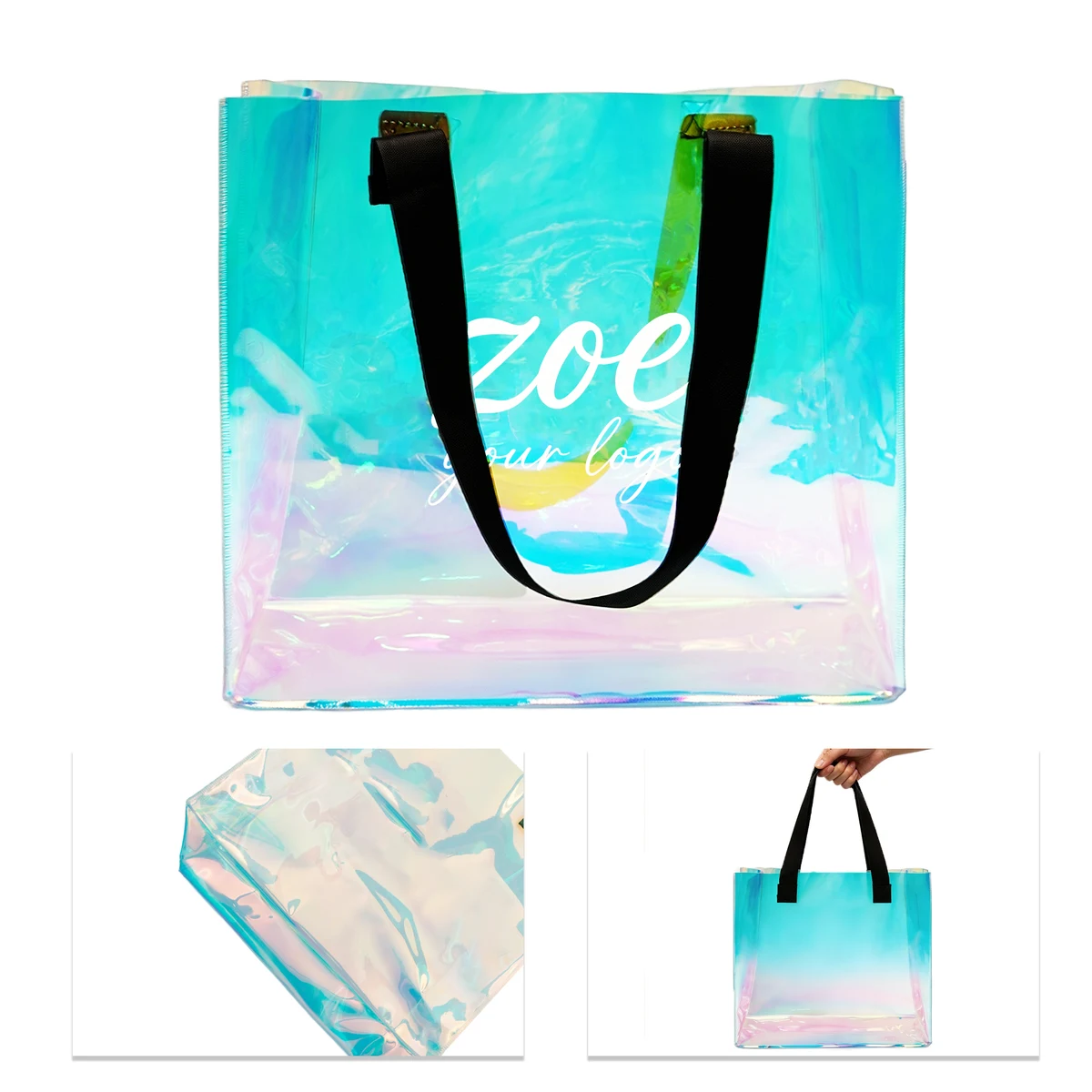 Iridescent Clear Large Beach Tote Bag 1