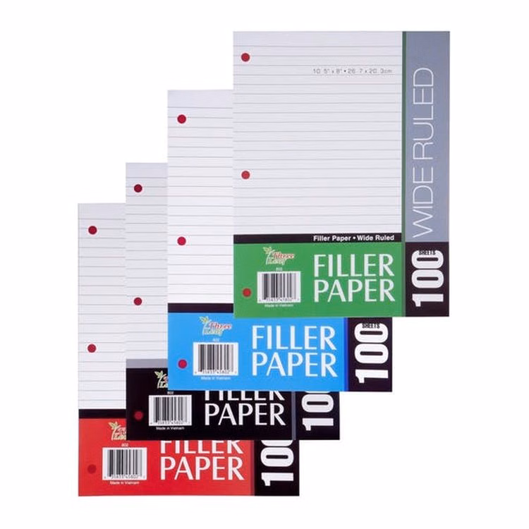 Wide Ruled Filler Paper - 100 Sheets 56 GSM