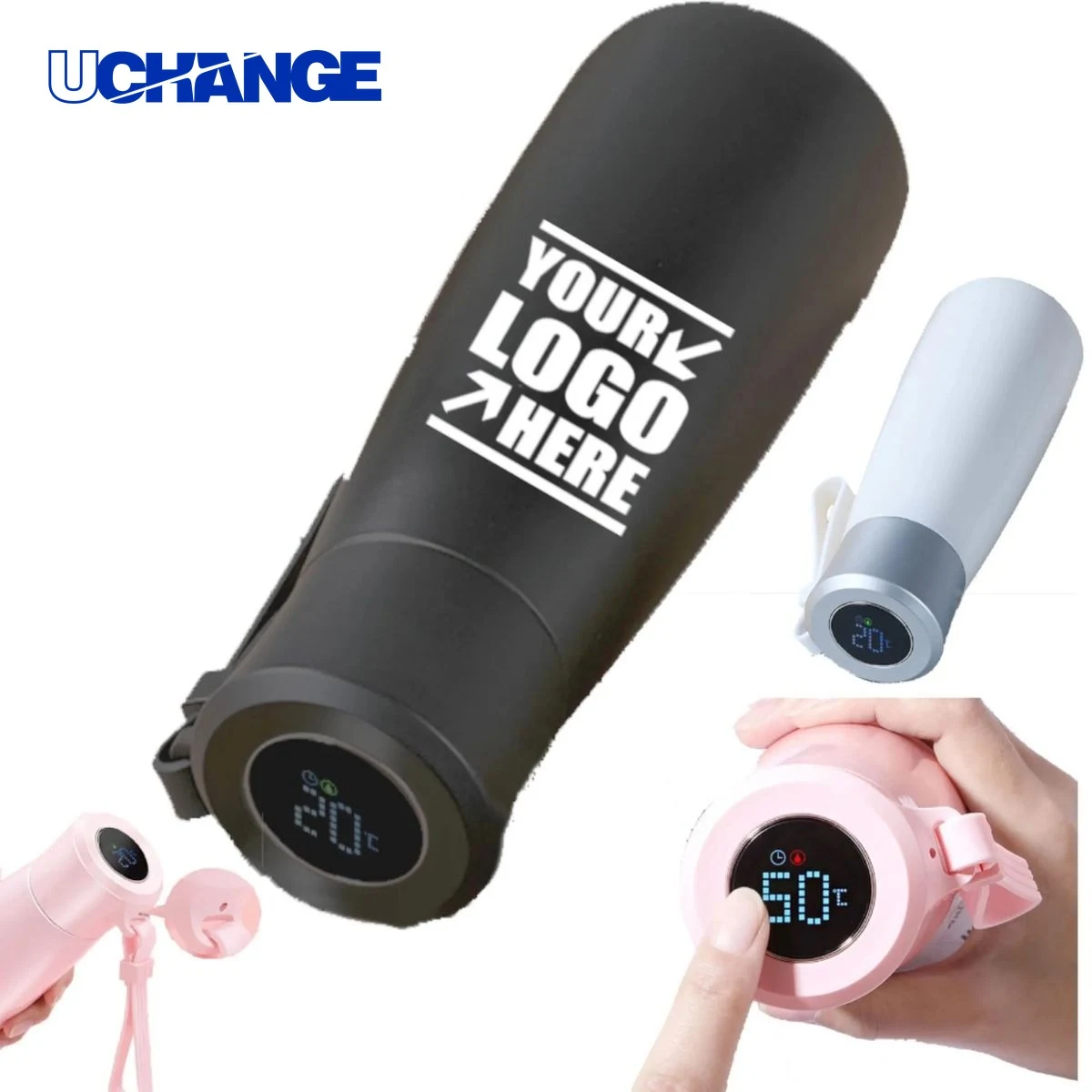Digital Temperature Display Vacuum Bottle Container (11 OZ), custom water bottle with logo imprint 1