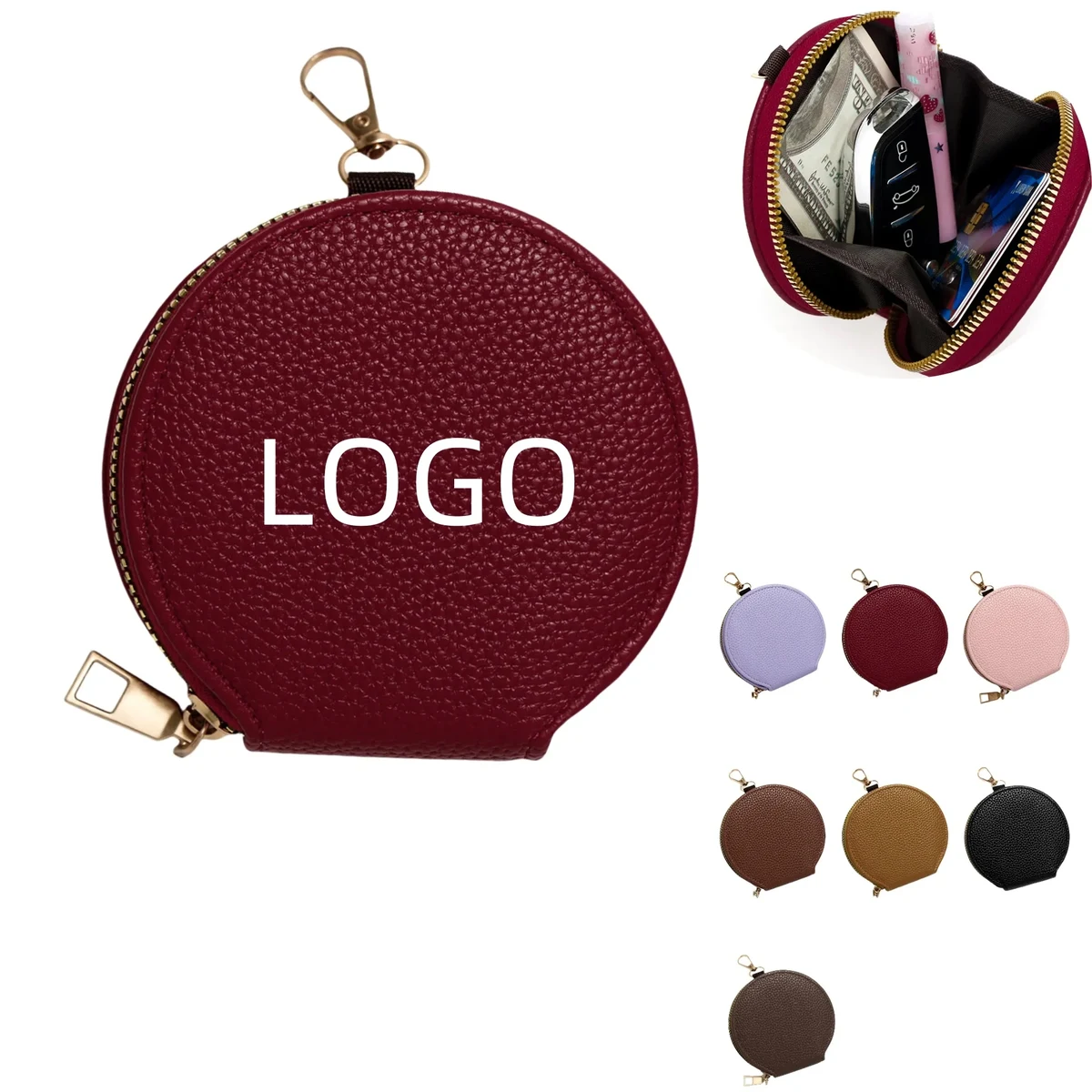 Zippered Coin Purse Wallet Card Pouch With Keychain 1