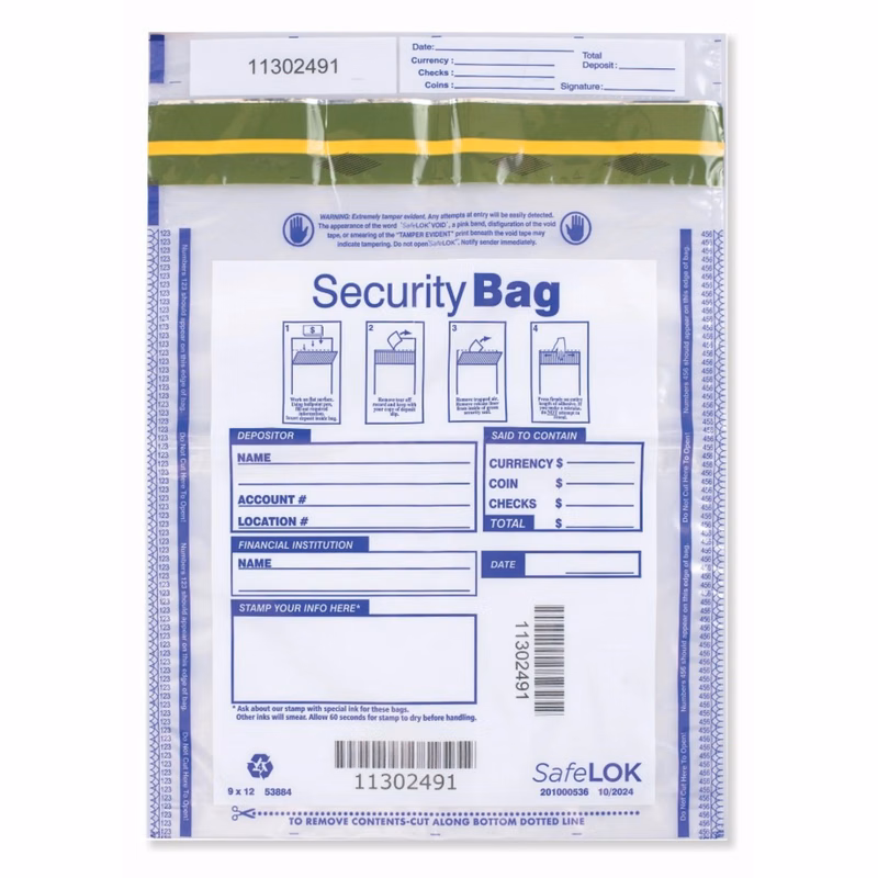 Deposit Bags, Dual Pocket, Clear