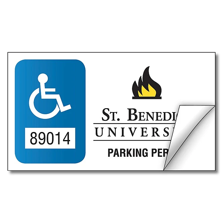School White Vinyl Parking Permit Sticker / Decal - UV-Coated Vinyl - 3.5x2 1