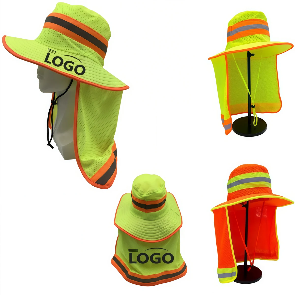 Reflective Outdoor Safety Work Cap With Cape 1