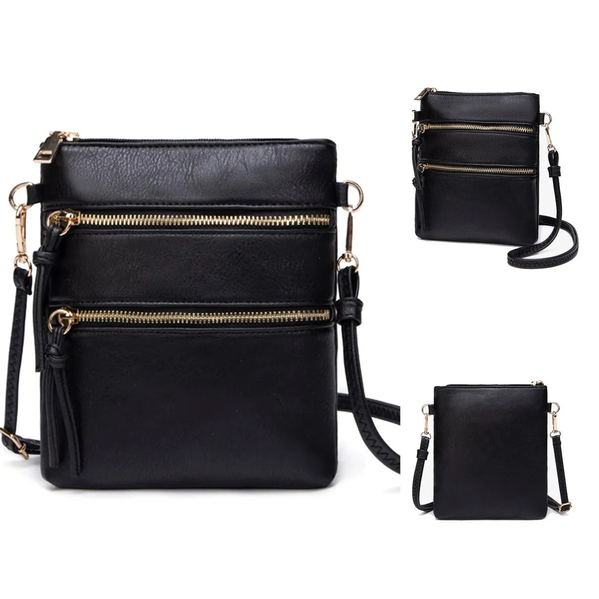 Leathe Smal Multi Pocket Crossbody Bags 1