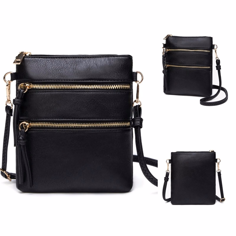 Leathe Smal Multi Pocket Crossbody Bags