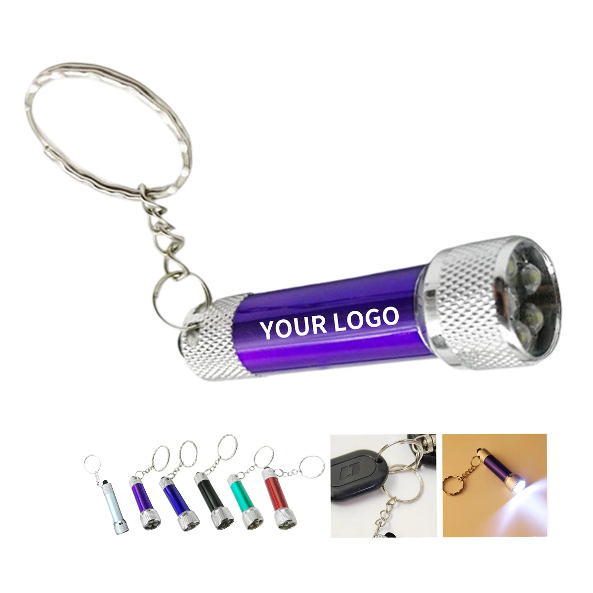 Aluminum Mini Flashlight With Three Led And Swivel Chain 2.7" By 0.7" 1