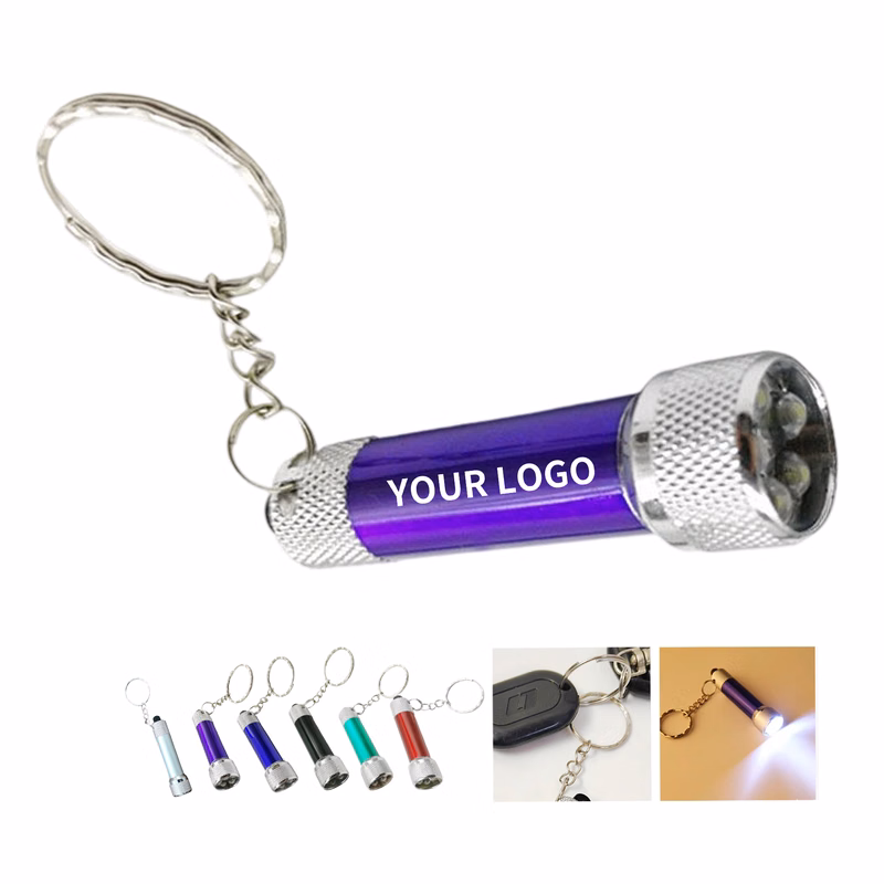 Aluminum Mini Flashlight With Three Led And Swivel Chain 2.7" By 0.7"