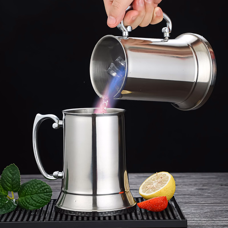 15OZ 450ML Double Wall Stainless Steel Beer Mug W/Handle