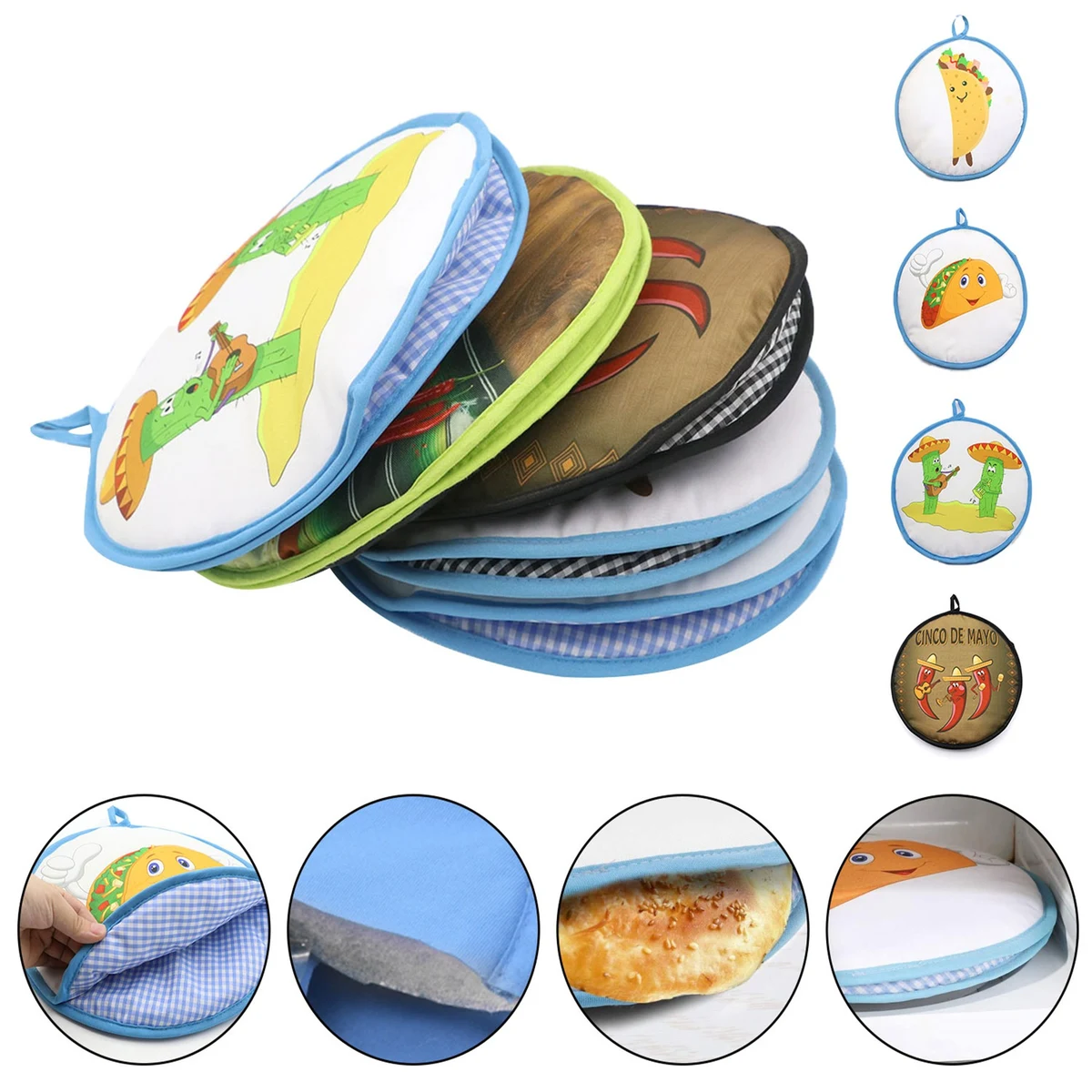 Tortilla Warmer Taco 12 Inch Insulated Pouch Cloth 1