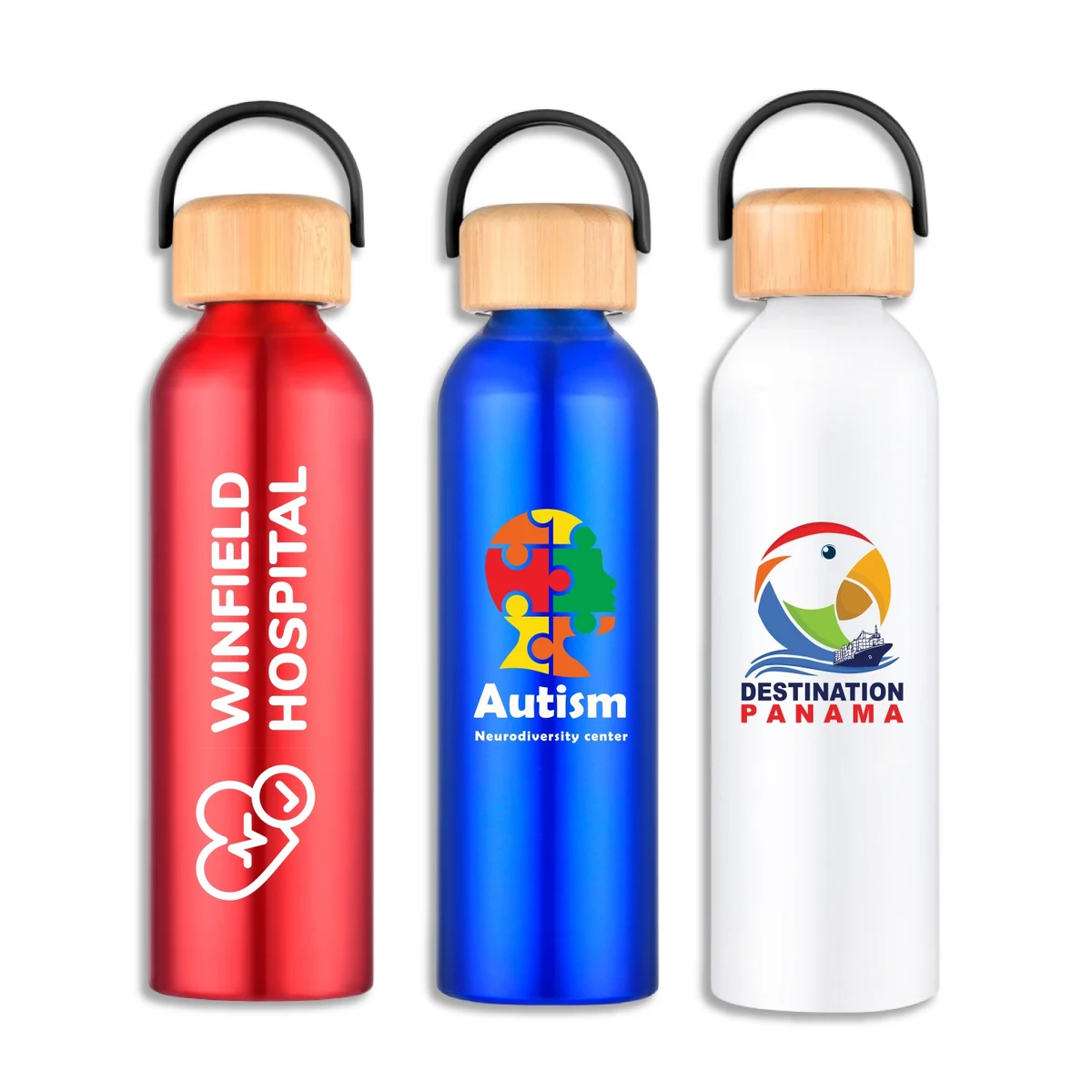 Juno 24 oz Recycled Aluminum Water Bottle with Bamboo Lid 1