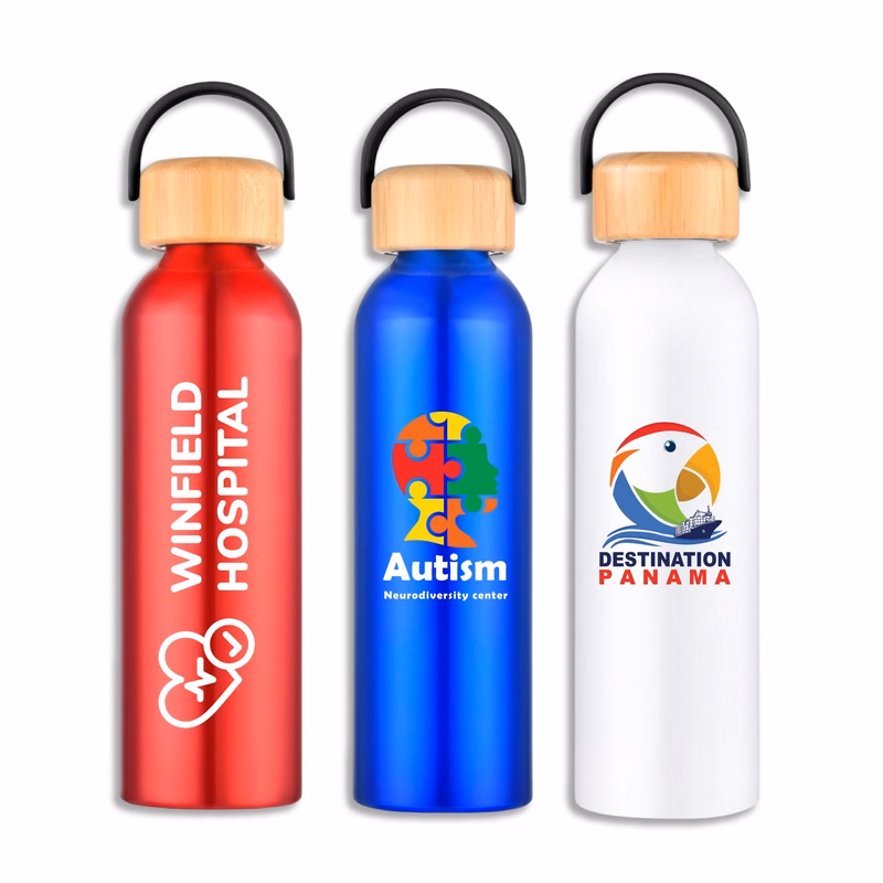 Juno 24 oz Recycled Aluminum Water Bottle with Bamboo Lid