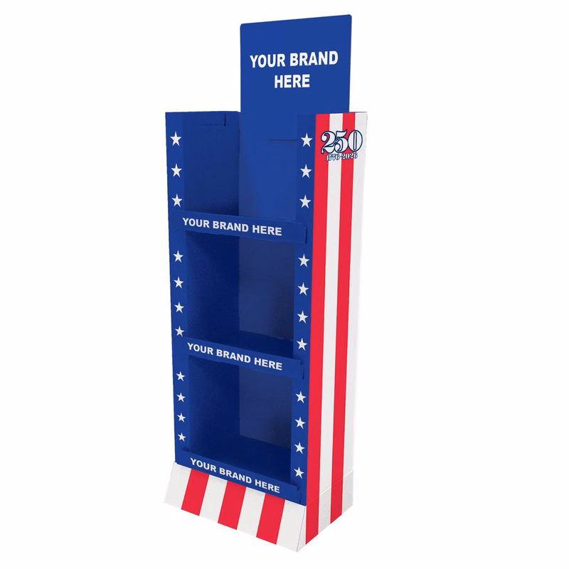 60" h x 19-3/4" w x 10-1/4" d 250th Birthday 3-Shelf Case Display