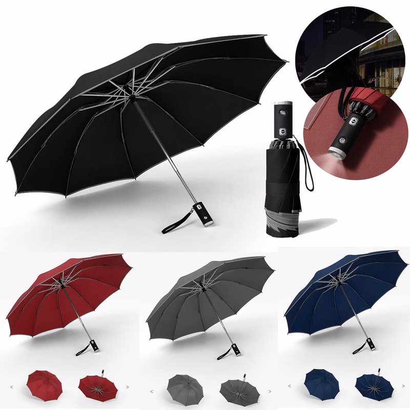 Automatic Umbrella With LED Light Reflective Strip