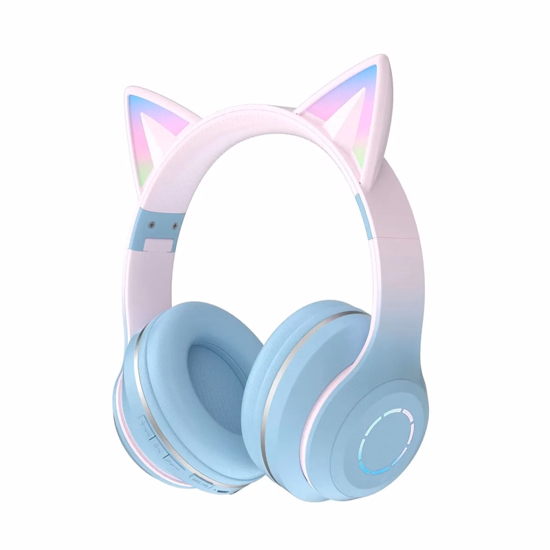 Bluetooth Wireless Headphones LED Lights Cat Ear Over-Ear