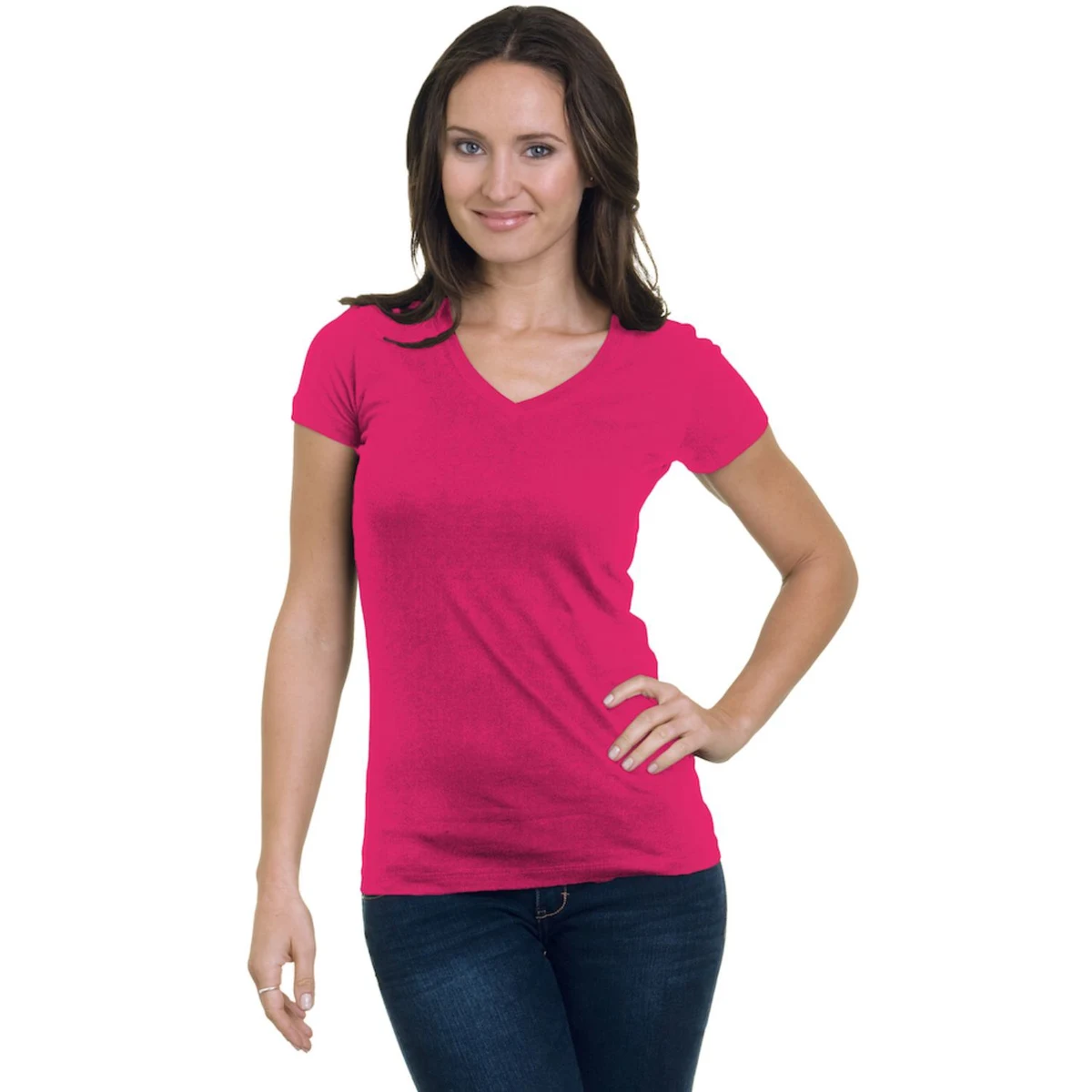 MADE IN USA Junior Fine Jersey V-Neck Tee 1