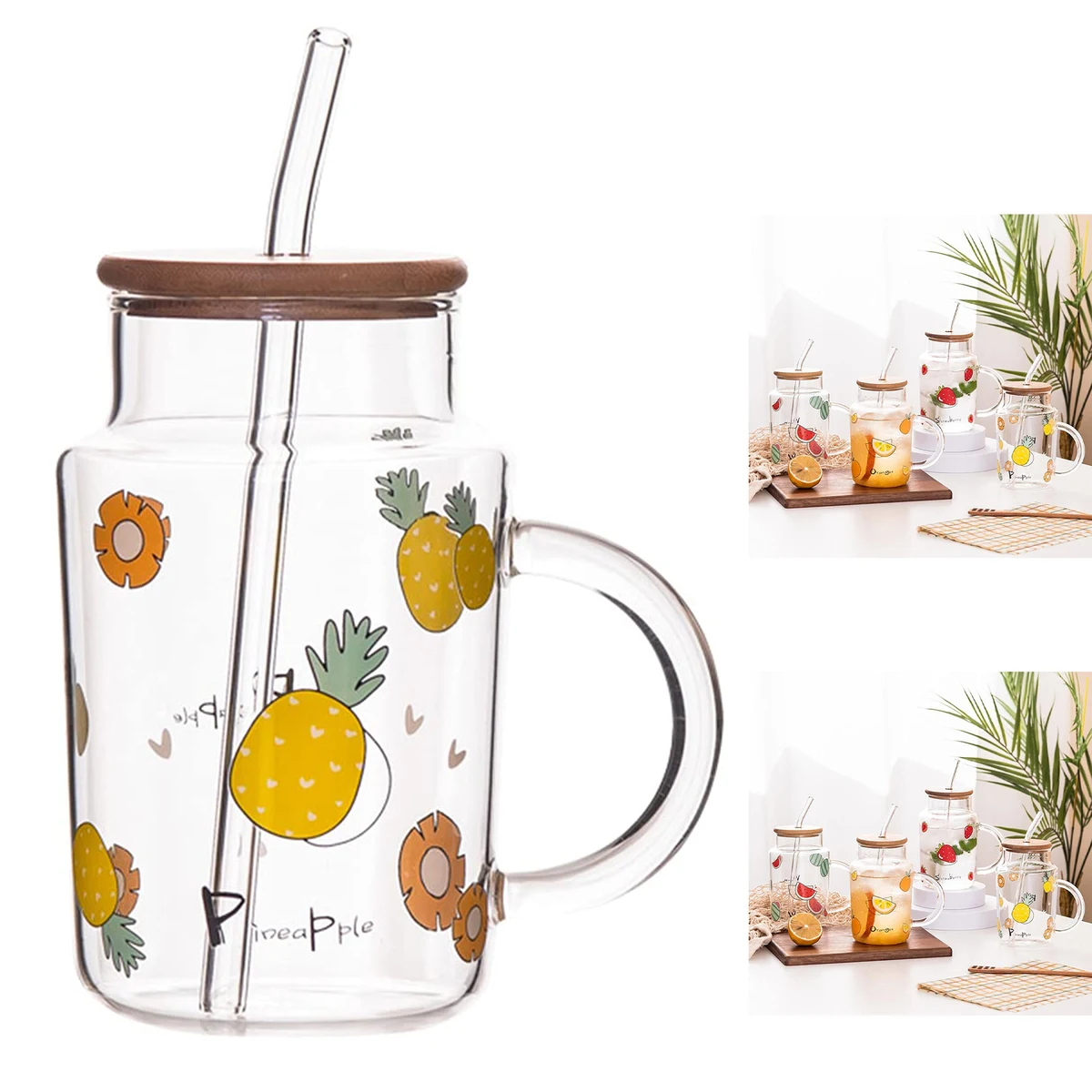 Clear Glass Mug with Lid and Straw 1