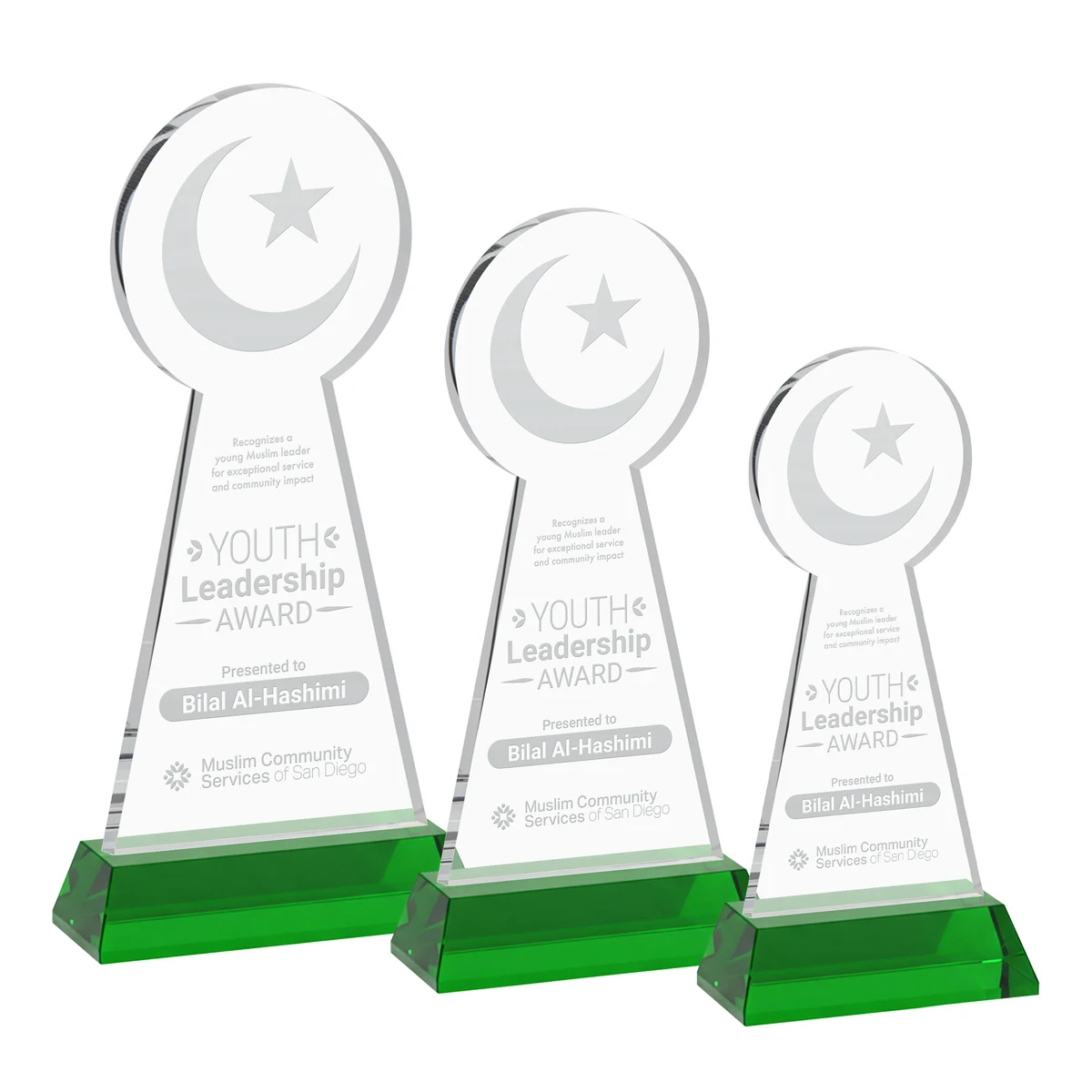 Crescent & Star Award on Hartford Base - Green 1